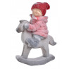 Chłopiec na koniku w czerwonym sweterku 40x18x55 cm - art. dekoracyjny - ceramika