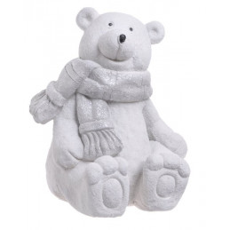 Miś siedzący/stojący zimowy w bieli - art. dekoracyjny