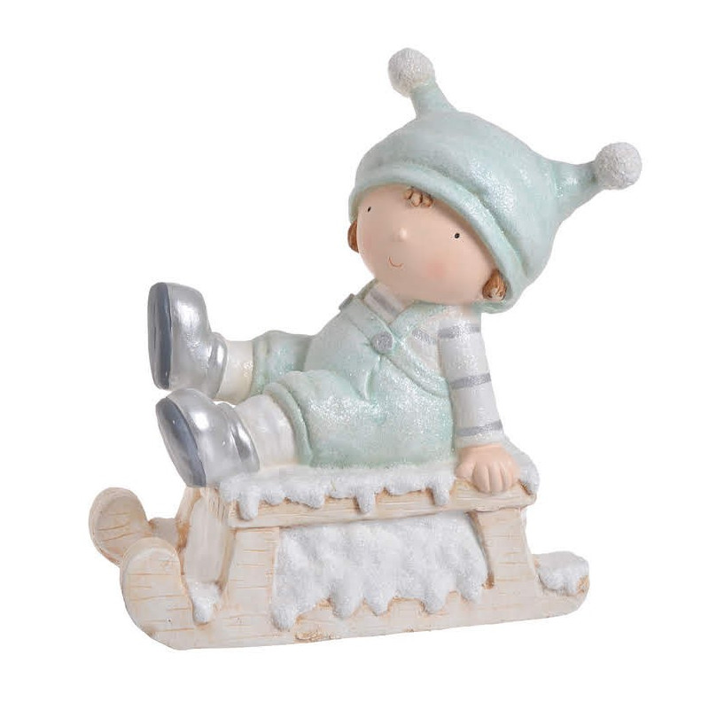 Chłopczyk na sankach - wyrób ceramiczny