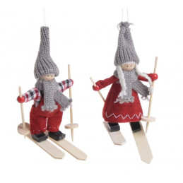 Pacynka narciarz 15 cm, 2szt-kpl - zawieszka choinkowa