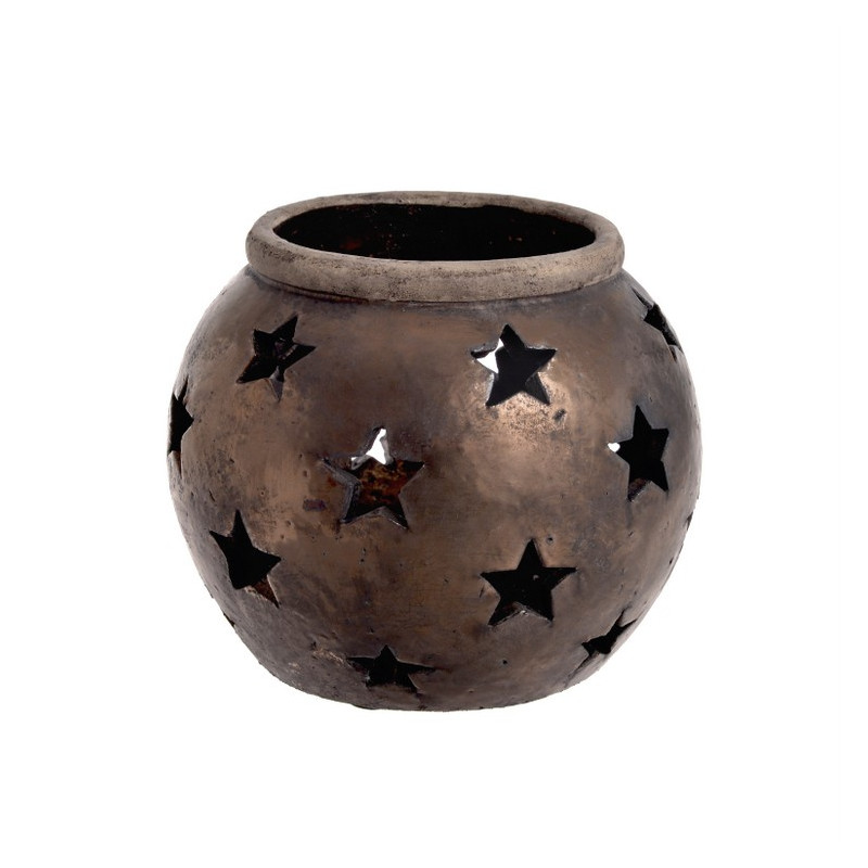 Osłonka z ażurowymi gwiazdkami 15 cm - ceramika