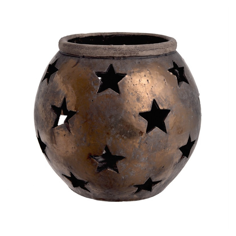 Osłonka z ażurowymi gwiazdkami 22 cm - ceramika