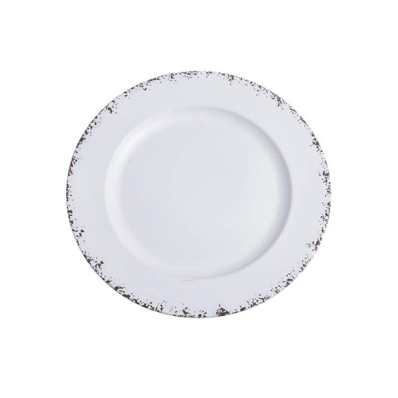 Talerz dekoracyjny rustykalny 28 cm WHITE..28x28x2 cm