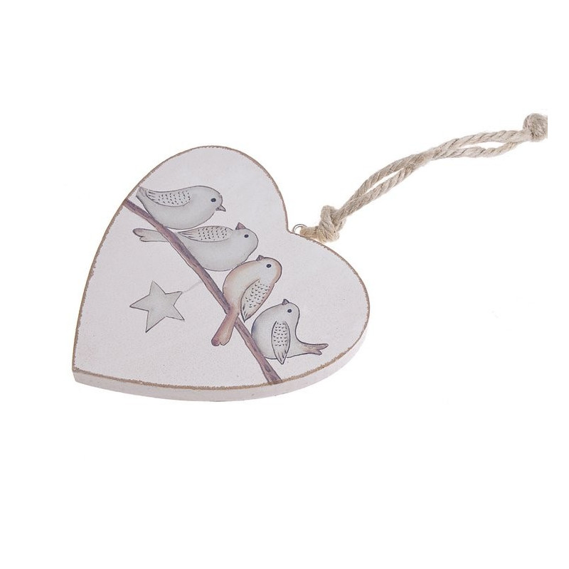 Serce zawieszka 12cm z motywem ptaków - metal