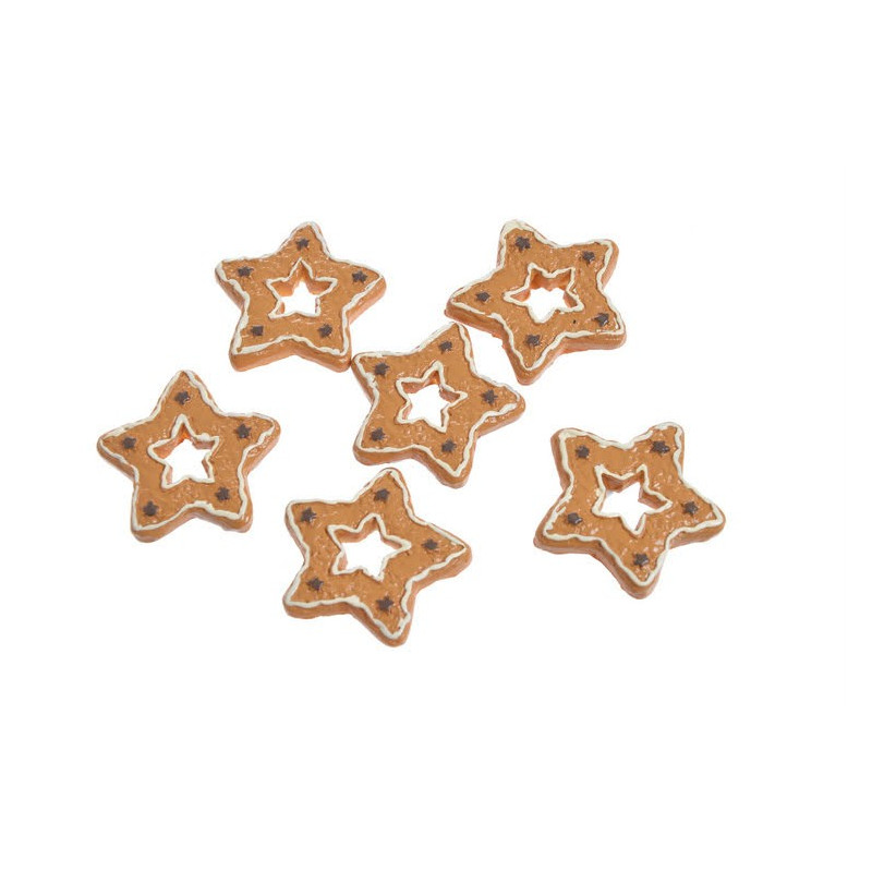 Nalepki piernikowe gwiazdki  6 szt-kpl..3 cm