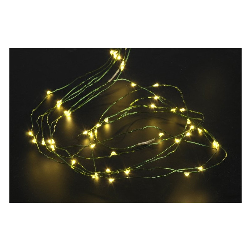 Lampki ledowe mini krzak 60L, 6 x 1 m, zasilane 3AA CIEPŁY ZIELONY