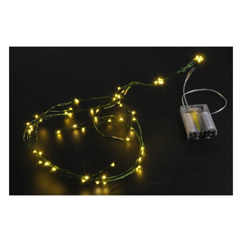 Lampki ledowe mini krzak 60L, 6 x 1 m, zasilane 3AA CIEPŁY ZIELONY