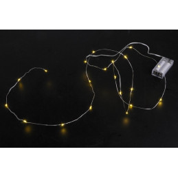 Lampki 20LED 2m -światło zimne,ciepłe, ciepłe z zielonym drutem, zasilane 2AA