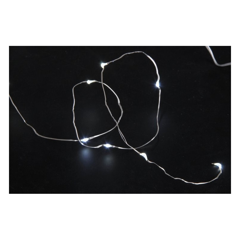 Lampki 20LED 2m -światło zimne,ciepłe, ciepłe z zielonym drutem, zasilane 2AA