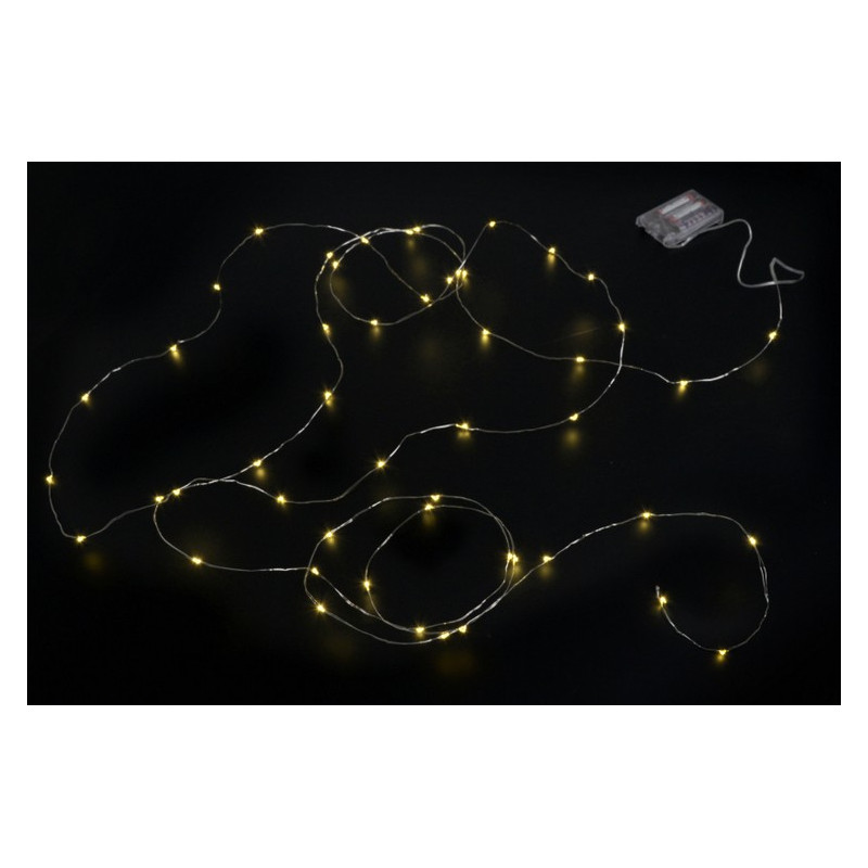 Lampki 50 LED 5 m , światło zimne lub ciepłe,  zasilane 3AA