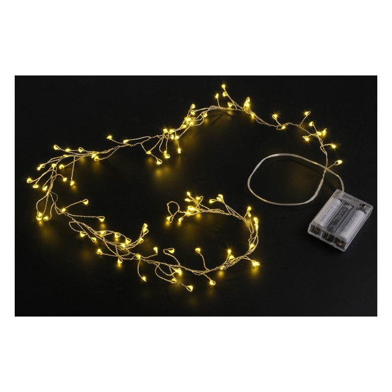 Lampki 100LED 1m , zasilane 3AA -światło ciepłe