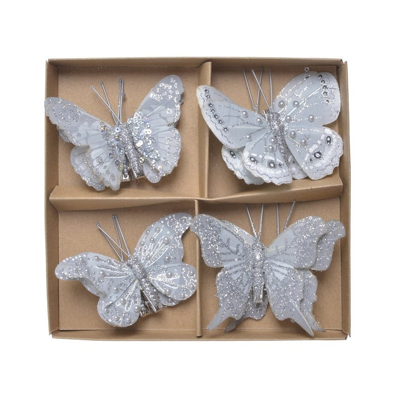 Motylki brokatowe na klipie 8 sztkpl..5-6 cm