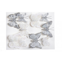 Motylki brokatowe na klipie 10 sztkpl..4-6 cm