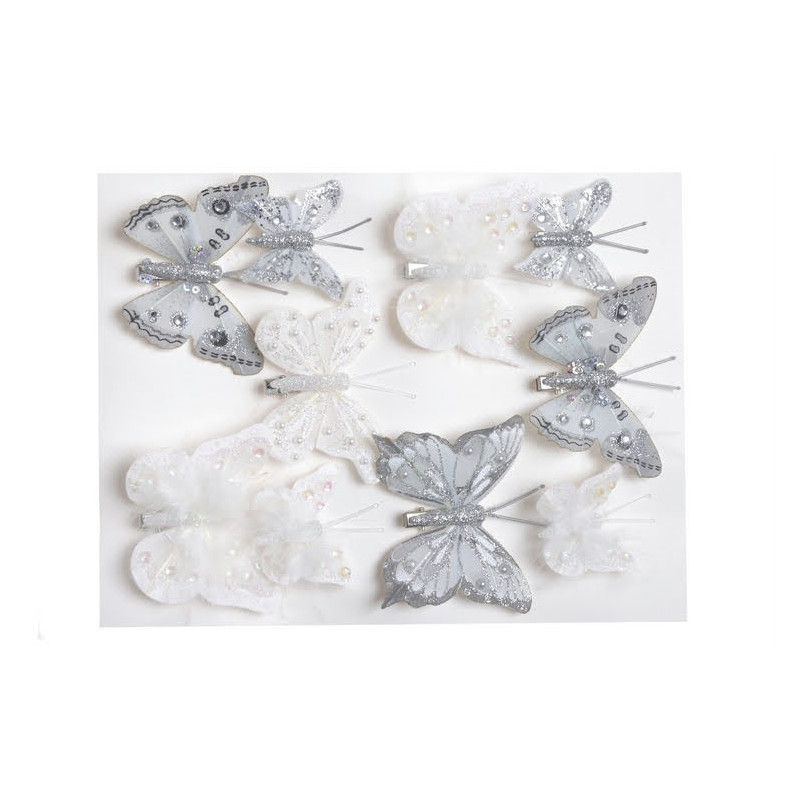 Motylki brokatowe na klipie 10 sztkpl..4-6 cm
