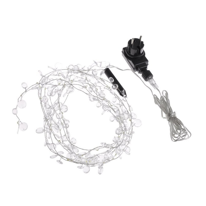 Lampki ledowe kryształki 60L, 3 x 2m, zasilane 12V 3 m
