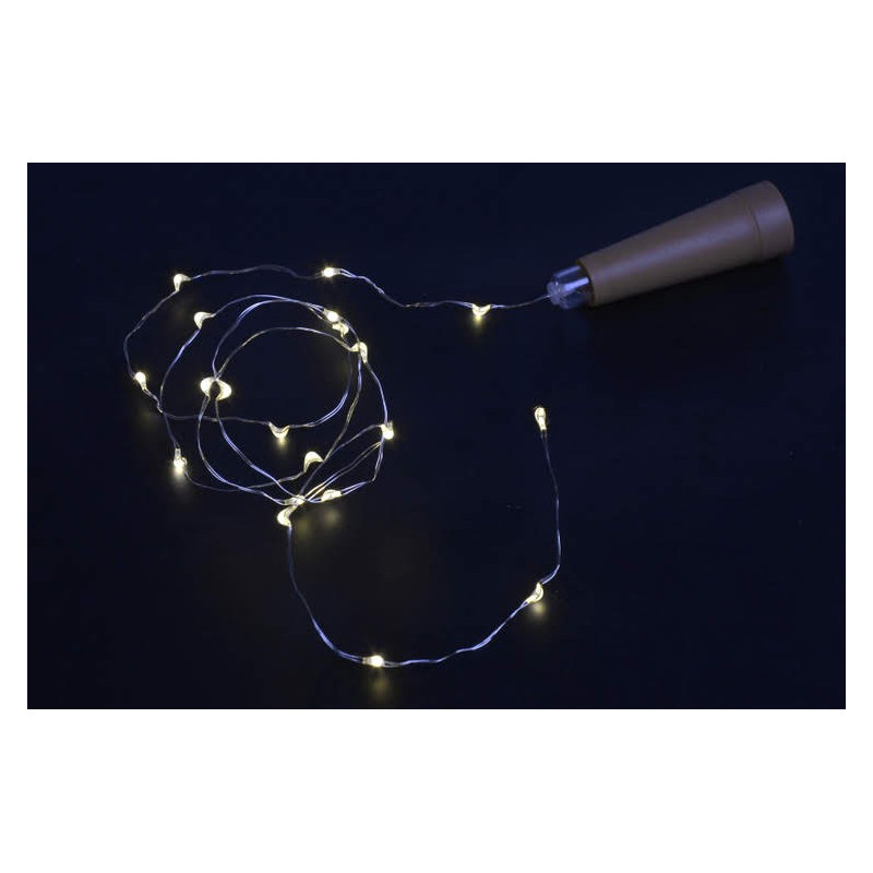 Lampki 20LED, 1m, zasilane 1AAA korek do wina..1 m