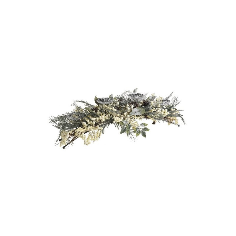 Świecznik zimowy jodłowy z białymi kuleczkami 90 cm