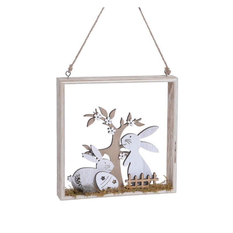 Zające w ogródku..18x18 cm