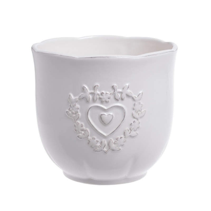 Osłonka 2 serca 13x12cm. - wyrób ceramiczny