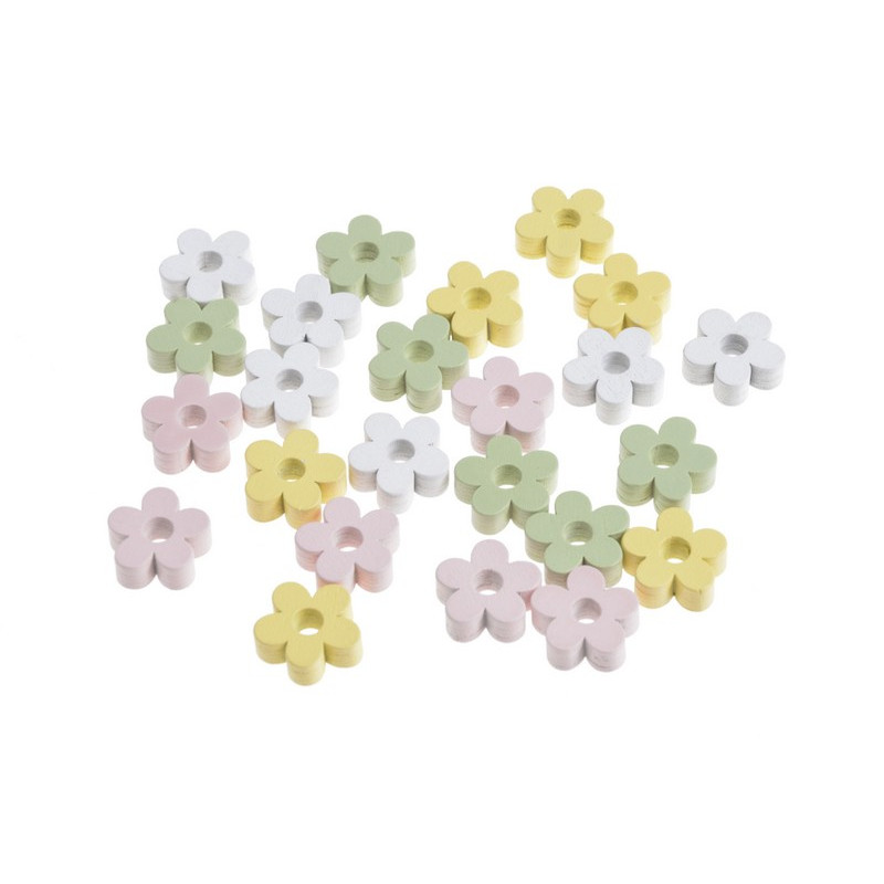 Drewienka pastelowe kwiatki..2cm, 24 szt/paczka