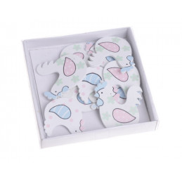 Kury nalepki w pudełku 4cm paczka/8szt