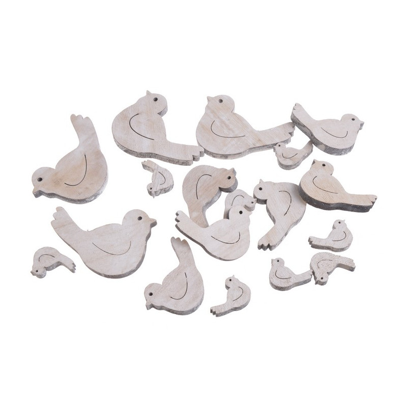 Ptaszki biało-szare mix 18szt..7,5-3cm