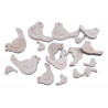 Ptaszki biało-szare mix 18szt..7,5-3cm