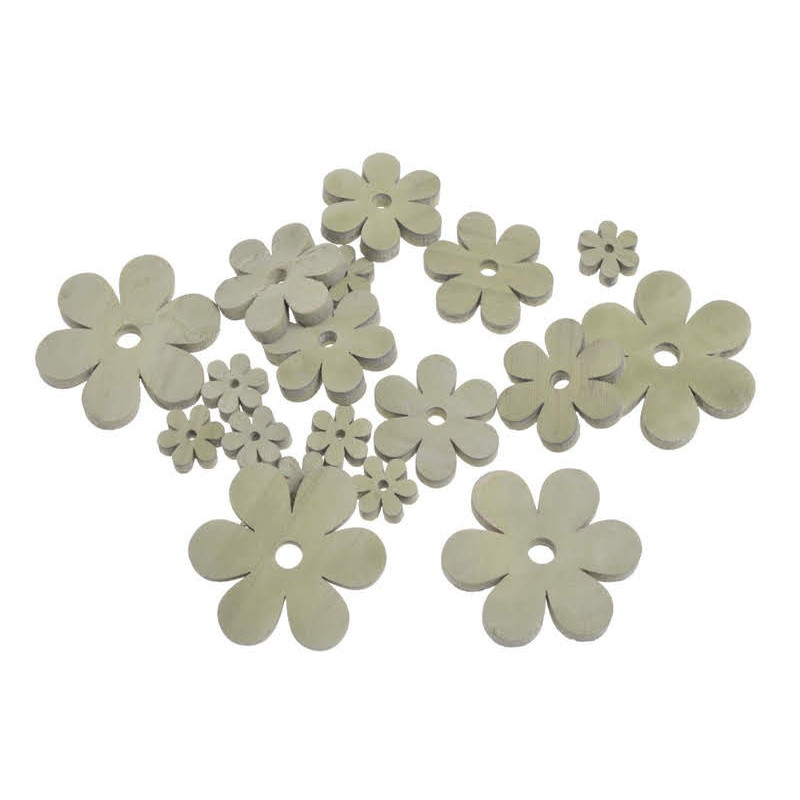 Kwiatki  biało-szare mix 7-2,5 cm, 18 szt-paczka