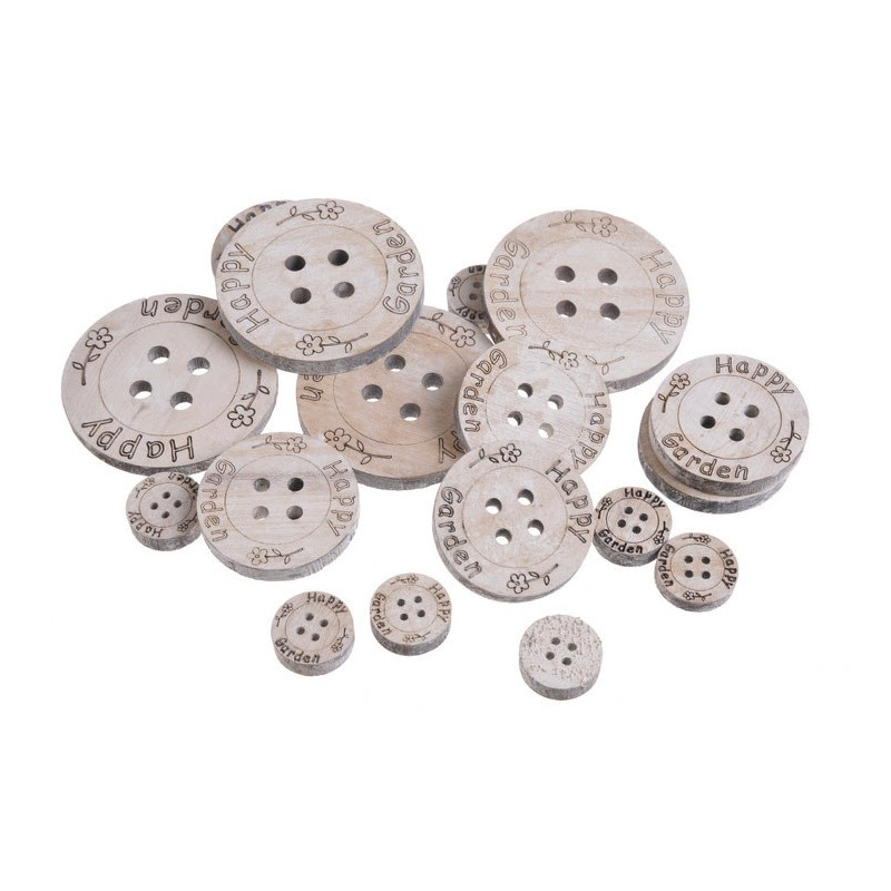 Guziki white wash mix  7-2,5 cm, 18 szt-paczka