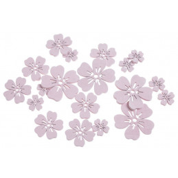 Kwiatki różowe mix, 18szt..7cm, 5cm, 3cm