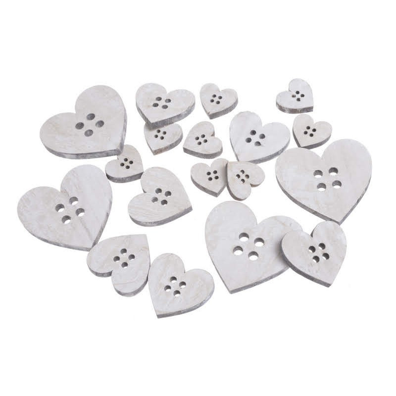 Serca guziki drewniane 3-7 cm