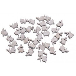 Zające wykrawane biało-szare 2,5cm, 36szt