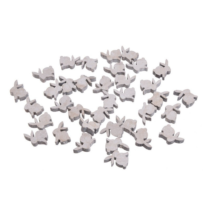 Zające wykrawane biało-szare 2,5cm, 36szt