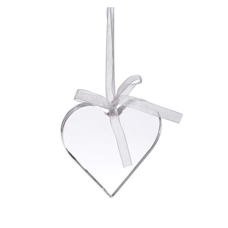 Przezroczyste serce zawieszka 6,5 cm