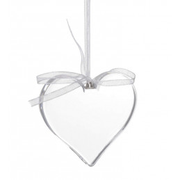 Przezroczyste serce zawieszka 6 cm