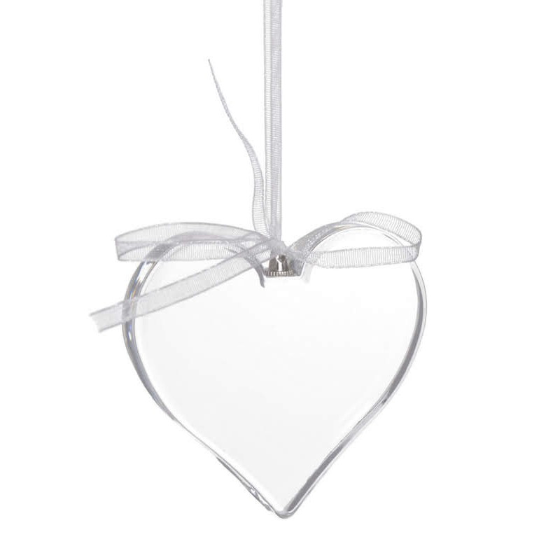 Przezroczyste serce zawieszka 6 cm