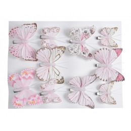 Motyl mix 8cm-5cm na klipie 10szt/kpl PINK