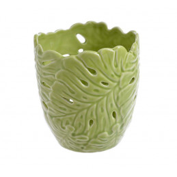 Świecznik liść 11cmH - wyrób ceramiczny