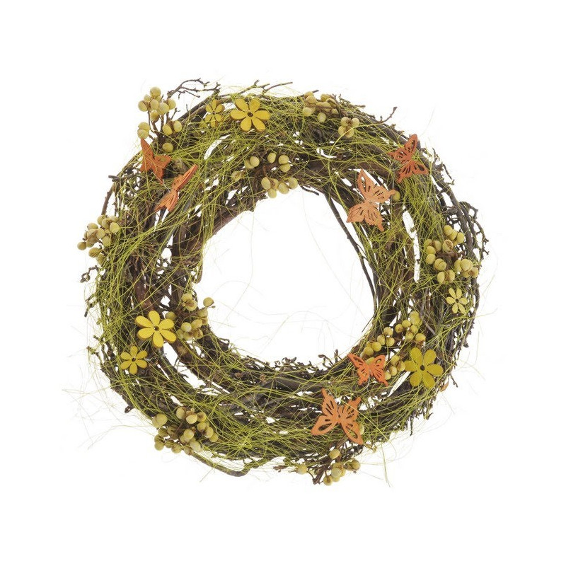 Wianek z kwiatkiem i motylem 27 cm - kompozycja wiosenna