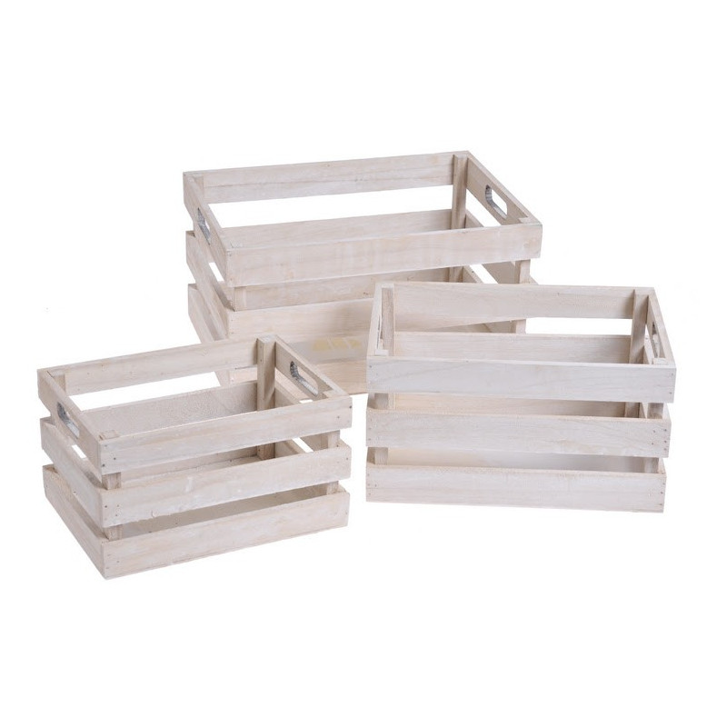 Skrzynki drewniane, zestaw 3szt_24x17x13, 28x20x15, 34x24x18 cm WHITE