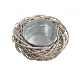 Pleciona osłonka 25cm + metalowy pojemnik GREY