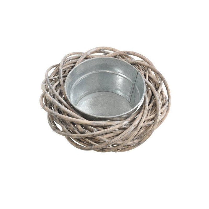 Pleciona osłonka 25cm + metalowy pojemnik GREY