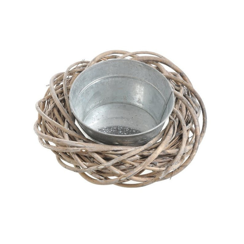 Pleciona osłonka 30cm + metalowy pojemnik GREY