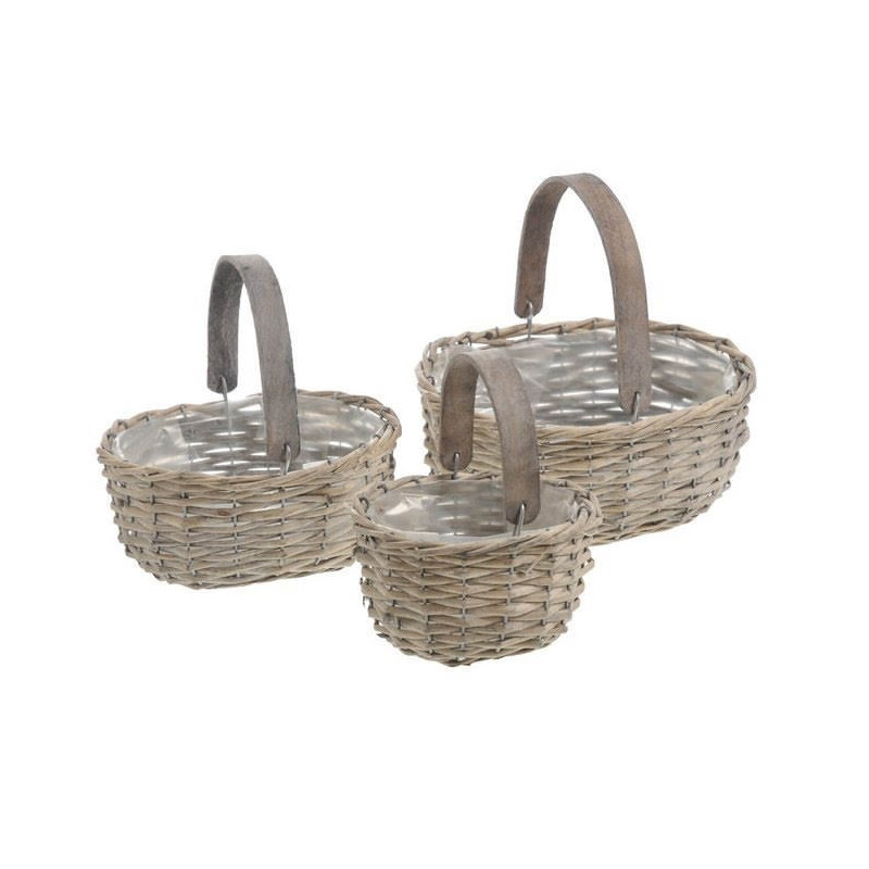 Plecione koszyki owalne 3szt ..17x14x11, 22x17x11, 27x22x11cm