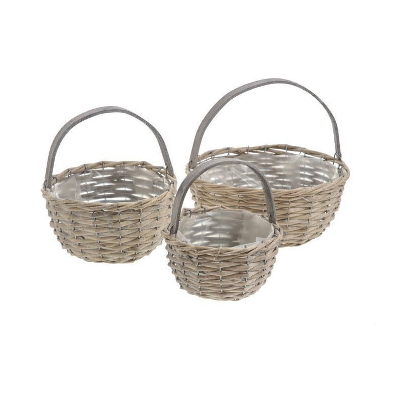 Plecione koszyki okrągłe 3szt..F15-20-25 cm
