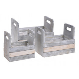 Skrzynki z uchwytami 3szt-kpl GRY-CR L26x16.5x10-18.5 / M22x14x9-17 /  S16x11x8-16