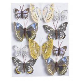Motylki na klipie 10szt..4,5cm-7,5 cm BLK-YL-VI-WH