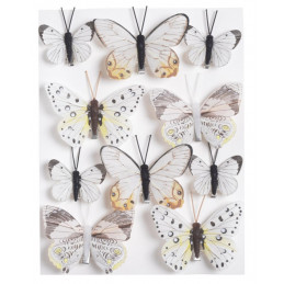 Motylki na klipie 10szt..4,5-8 cm WH-YL-BLK