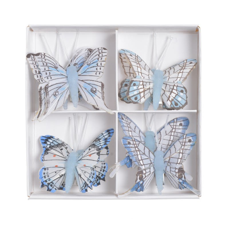 Motyl na klipie 8szt..4,5 cm WH-BL