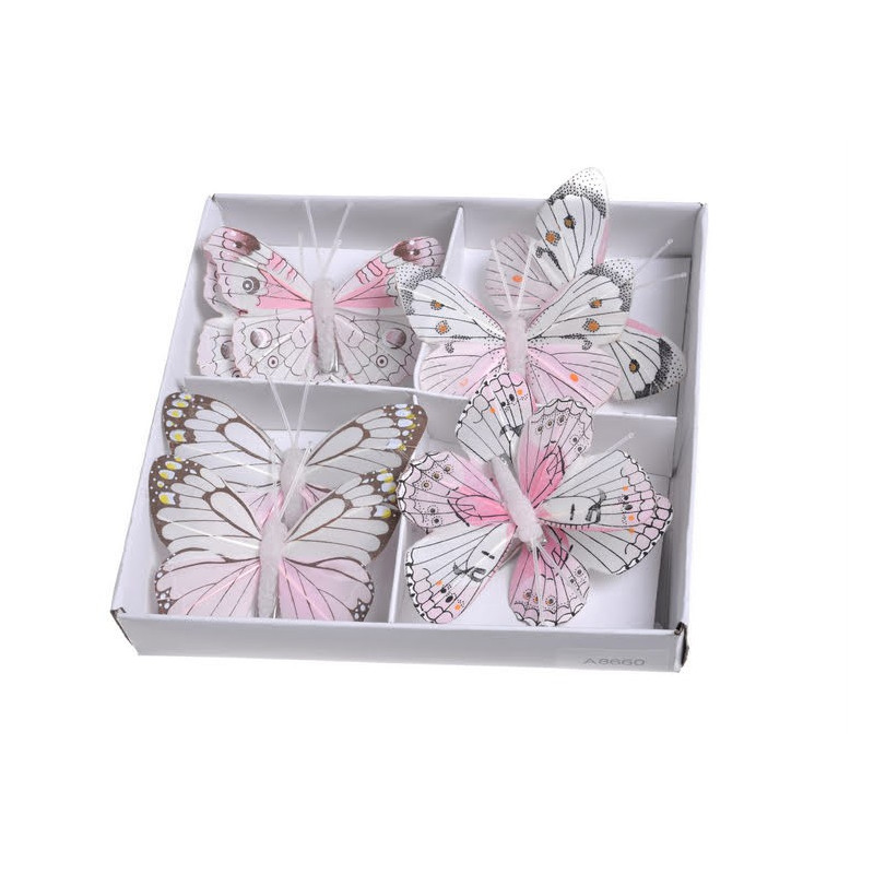 Motyl 8cm na klipie 8szt/kpl PINK